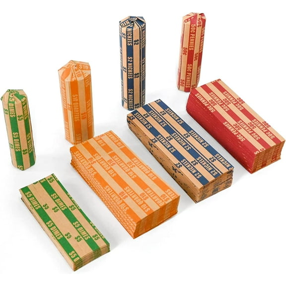 Trianu 150 Pcs Bundle Flat Striped Coin Wrappers (Assorted Colors)