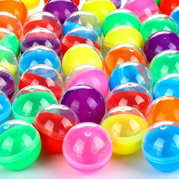 Trianu 150 Pcs Vending Machine Capsules Gumball Machine Capsule Small Empty Toy Capsules 1.7 inch Clear Colored Plastic Gumball Machine Containers for Toy Candy Party Favors