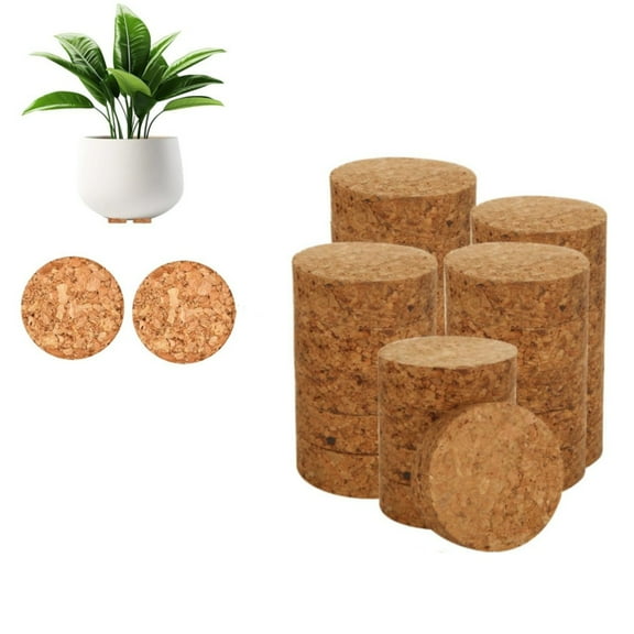 Trianu 15Pcs Plant Pot Feet for Outdoor Planters, 2in Invisible Planter Pot Feet with Non Slip Surface, Cork Plant Pot Feet Lifter, Solid Corkwood Planter Feet Risers for Plants Flower Pot
