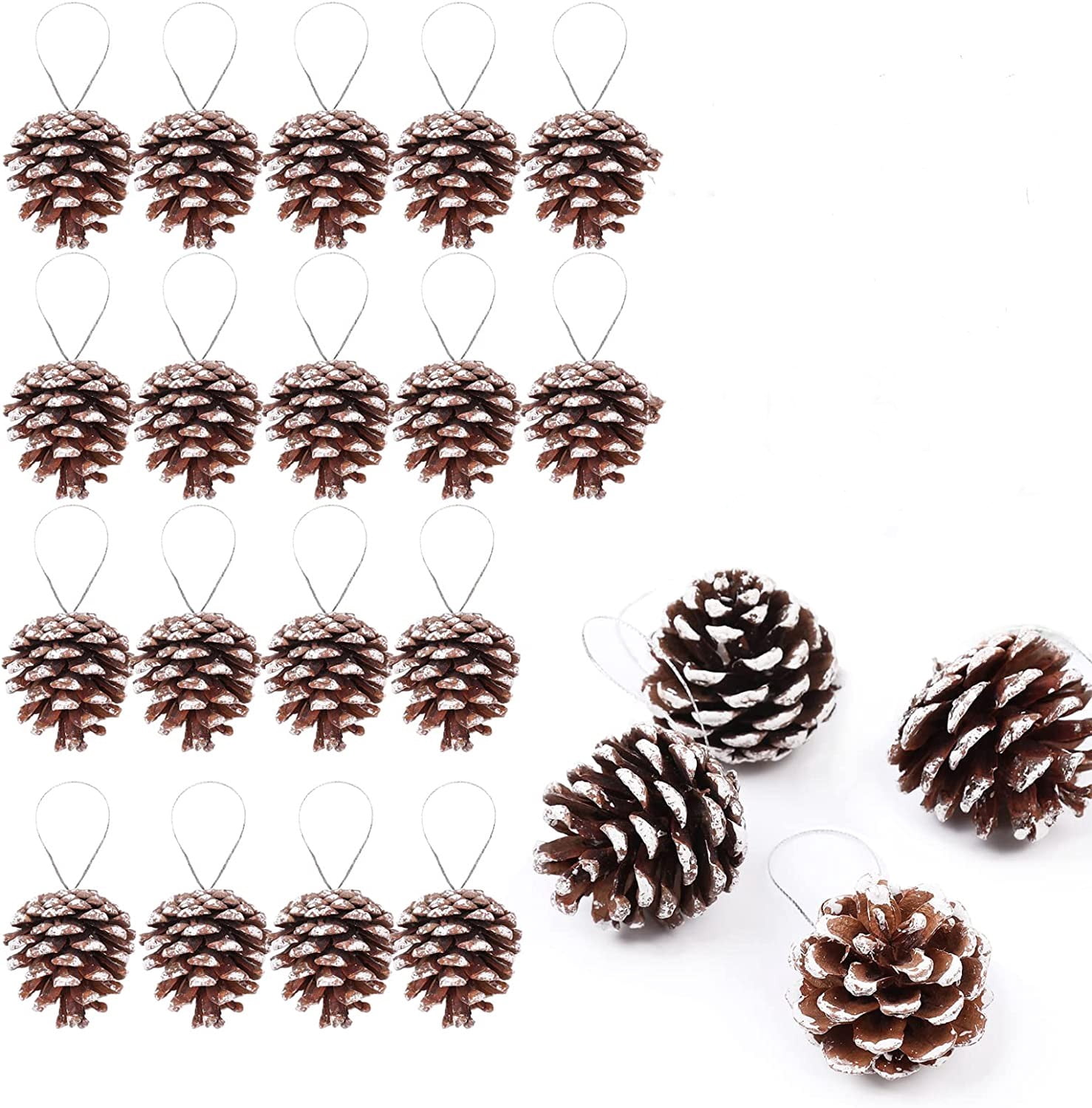 Trianu 18 Pieces Christmas Pine Cones Ornament Natural Pine Cones with ...