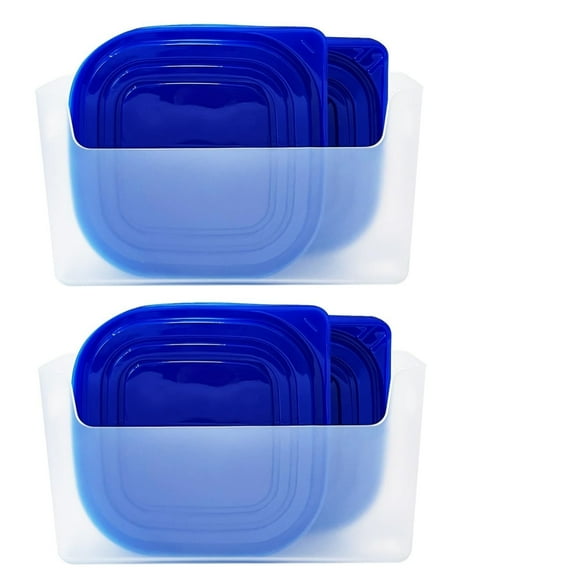 Trianu 2 Pack over Cabinet Organizer Storage Lid Organizer Slim Caddy Space Saver No Drilling Adhesive over Door Organizer for Kitchen and Bathroom, Clear