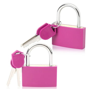 Trianu 2 Pack Large Key Lock for Locker, Heavy Duty Lock with Key Colored Waterproof Padlocks Keyed Alike Gym Locker Lock for Indoor and Outdoors Use (42mm, Pink)