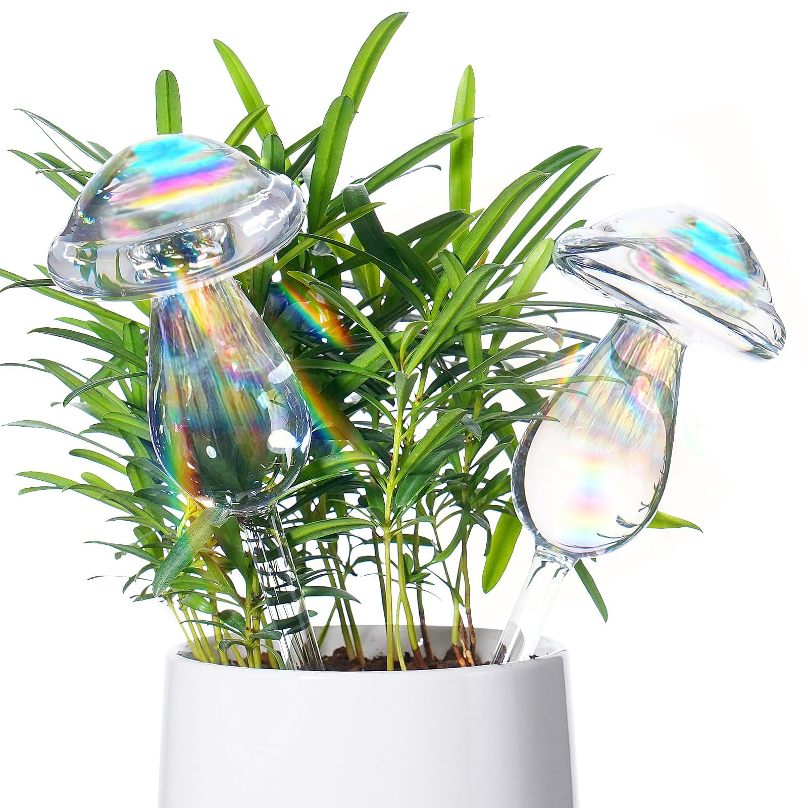 Trianu 2 Pack Plant Watering Globes Iridescent Mushroom Self Watering ...