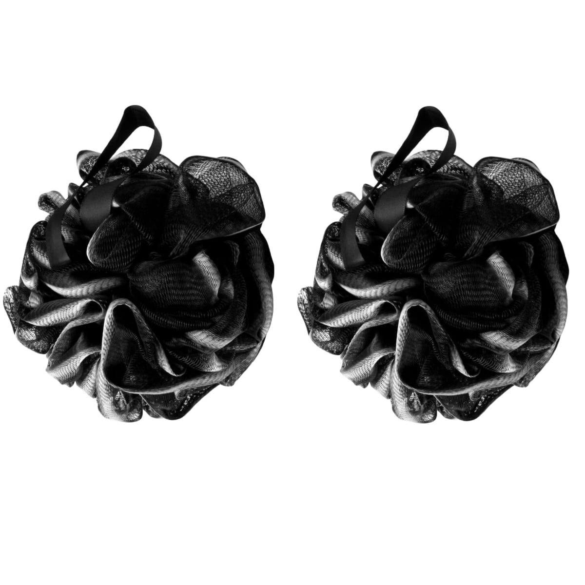 Trianu 2 Pack Shower Puff Black Bath Sponge Shower Loofahs Pouf Ball ...