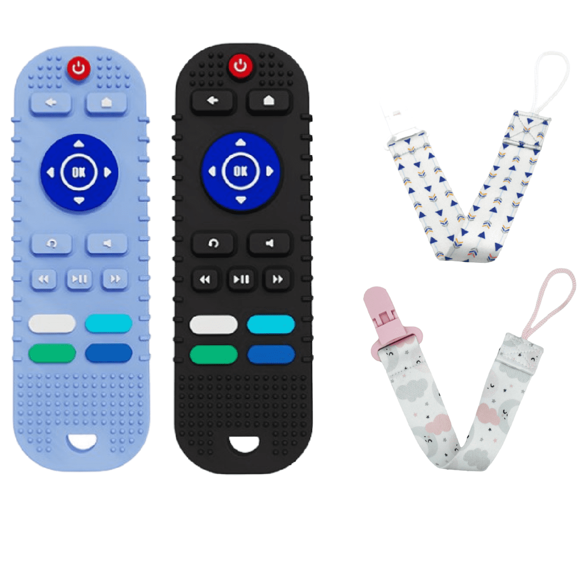 Trianu 2 Pack Silicone Baby Teething Toy, Remote Control Shape Baby