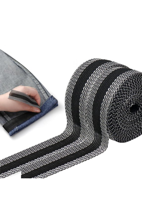2 Rolls Hemming Tape for Pants, Iron On Hem Tape for Trousers Washable No Sew Hemming Tape Pants Shortening Tape for Edge (Black, 65.6ft Totally)