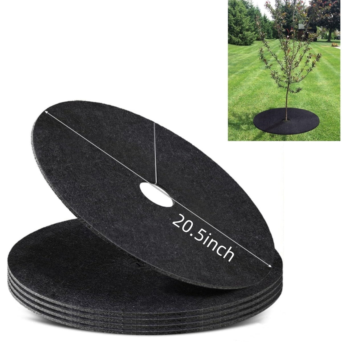 Trianu 20.5 inch Non Woven Tree Ring, 4 Pack Tree Base Weed Barrier ...