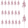 thumbnail image 1 of Trianu 20 Pack Christmas Glitter Berries Stems Artificial Christmas Tree Picks for Holiday Ornaments DIY Xmas Wreath, Crafts (Pink), 1 of 8