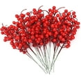 Trianu 20 Pcs Artificial Red Berry Stems Christmas Red Berries Holly