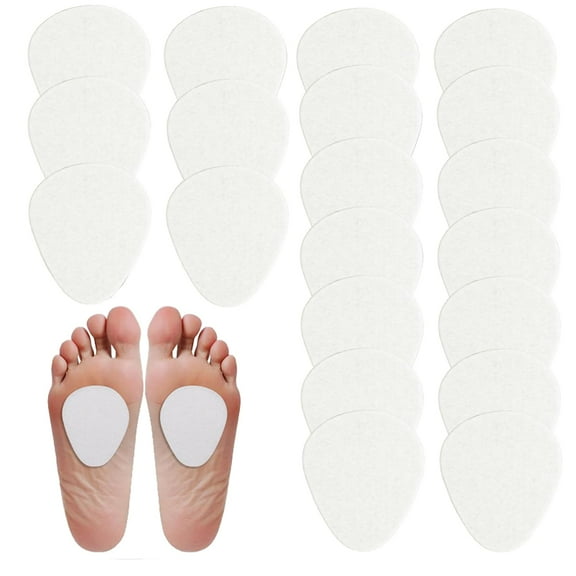 Trianu 20 Pieces Metatarsal Foot Pads, 1/4 Inch Thick Felt Feel Ball of Foot Cushions for Women and Men, Metatarsal Pads for Pain Relief Forefoot Adhesive Foot Cushion Pad, White