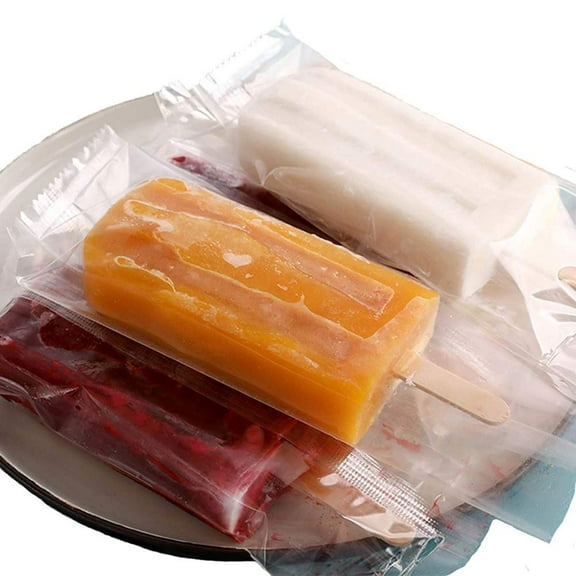 Trianu 200 Pcs Ice Popsicles Bags Thick Frozen Pops Ice Cream Plastic Wrappers for Candy Food Grade Hot Sealing Packing Containers, 7.48 x 3.15 inch