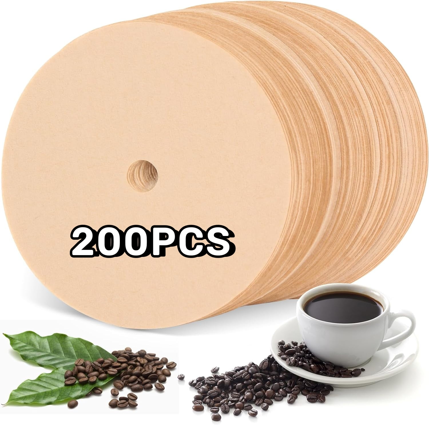 Trianu 200 Pcs Unbleached Percolator Coffee Filters, 3.75 inch