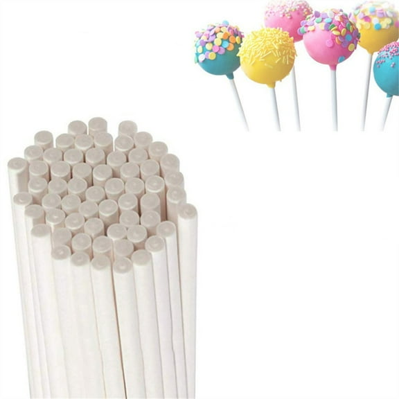 Trianu 200Pcs White Lollipop Paper Sticks 3.5mm x 100mm Cake Pops Stick for Candy, Chocolate, Cookie and Dessert