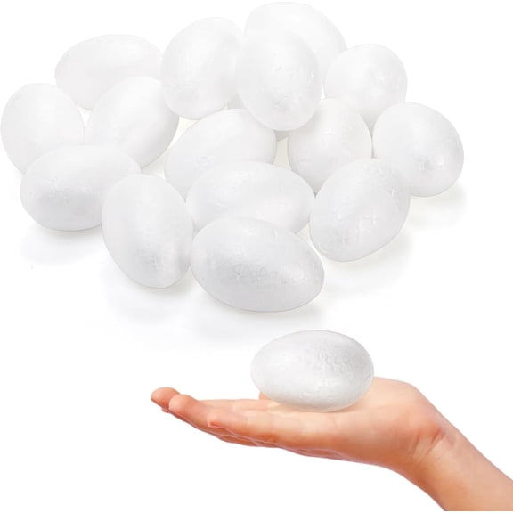 Trianu 20Pcs 2.75" Craft Foam Eggs, White Smooth Polystyrene Eggs for Christmas, Craft Making Eggs Foam Balls for Easter Holiday, Crafts Making Handmade DIY Painting School Projects