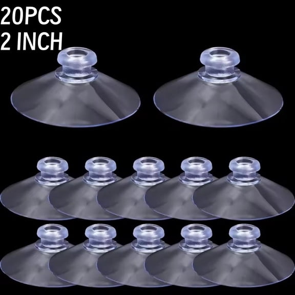 Trianu 20Pcs Suction Cups 2in/5cm Clear Sucker Pads Without Hook for Glass Home Organization Decoration