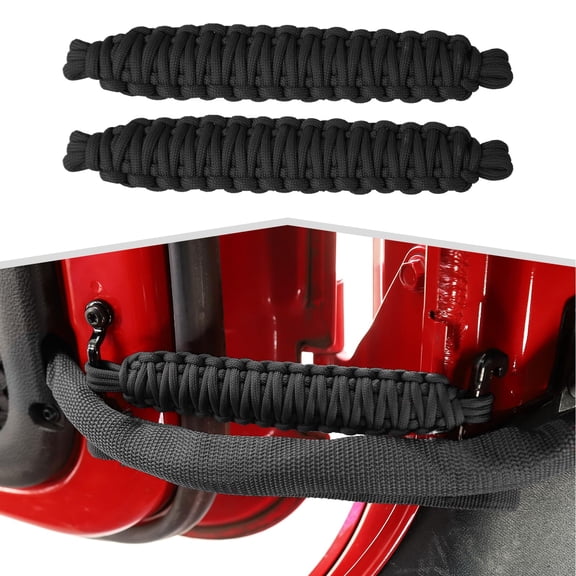 Trianu 2Pcs Door Limiting Straps, Nylon Swing Door Check Limiter Compatible with Wrangler YJ TJ JK JKU JL JLU, 1987-2024 (Black)