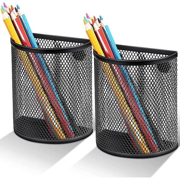 Trianu 2Pcs Magnetic Pencil Holder, Magnetic Pen Cup, Locker Organizers with 3 Magnets, Magnetic Pen Holder for Refrigerator