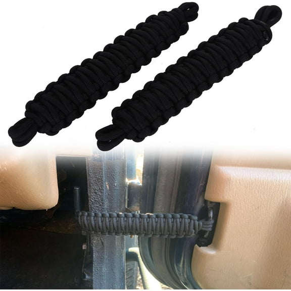 Trianu 2Pcs Nylon Paracord Car Door Limit Straps, Compatible with Jeep Wrangler CJ YJ TJ JK JKU JL(Black)