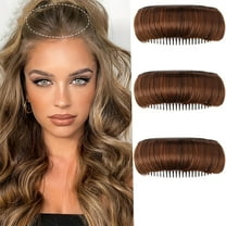 Trianu 3 Pcs False Hair Clips, Hair Base Bump Inserts, Volume Princess Styling Tool for Women and Girls (Dark Brown)