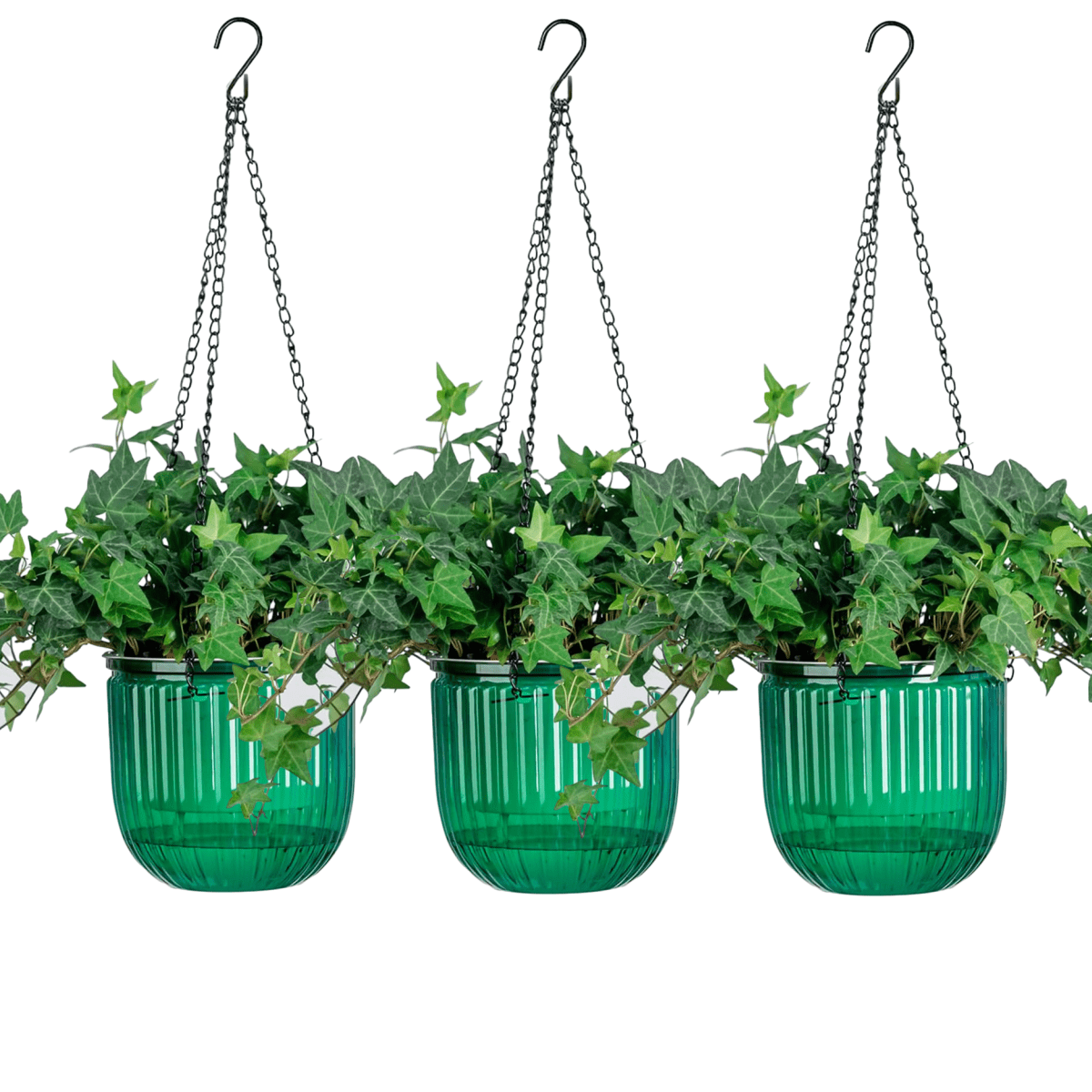 Trianu 3 Pcs Self Watering Hanging Planter 4.5inch Indoor Plant Hanging Pots Drainage Holes, Outdoor Small Hanging Planters Flower Pot Basket, Plant Hanger Home Decor, Gardening (Green)