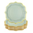 thumbnail image 1 of Trianu 30 Pcs Disposable Paper Plate 8.46inch Gold Foil Scalloped Plate Retro Dinner Plate for Party Supplies Table Decor, Green, 1 of 1