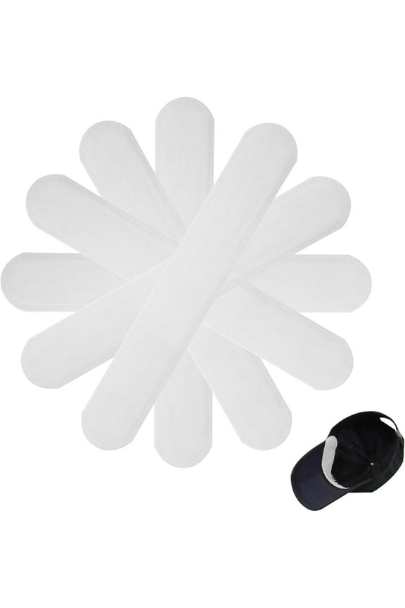 30Pcs Hat Sweat Liner, Prevents Stains Absorbent Shields Protector Bands, Disposable Absorbing Pad Hat Sweat Protector, Cap Liners Protection for Baseball Golf Cap Women Men (White)