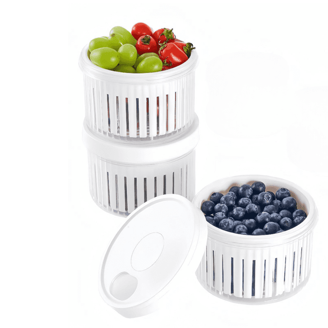 Trianu 3Pcs Berry Containers for Fridge, Plastic Berry Basket, Berry ...