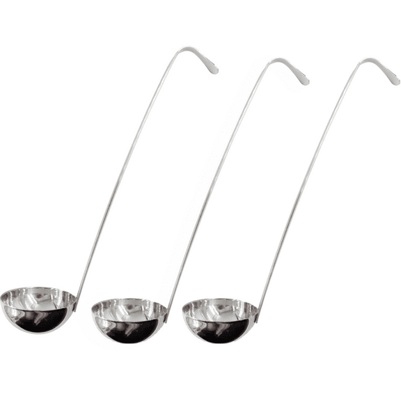 Trianu 3Pcs Soup Ladles, 1 oz Stainless Steel Ladle with Long Hooked Handles Kitchen Cooking Serving Ladle Accessories for Cooking Soup Sauce Stews, Silver