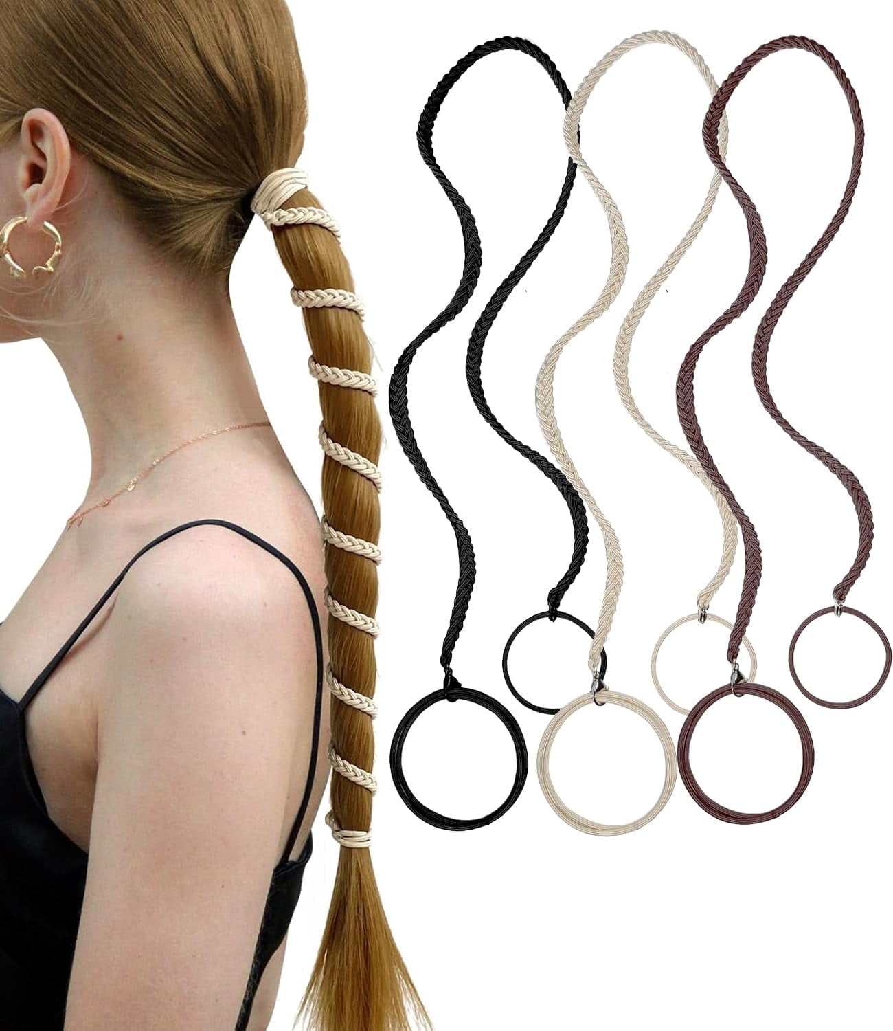 3Pcs Blonde Elastic Spiral Hair Ties, 25