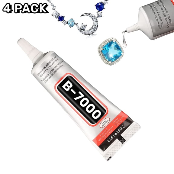 Trianu 4 Pack B-7000 Adhesive 15ml Multi-Function Glues Paste Adhesive Multipurpose Liquid Adhesive Suitable for Glass, Wooden, Jewelry and Cellphone