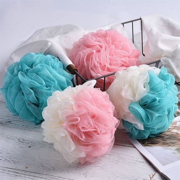 Trianu 4 Pack Bath Sponge Shower Loofahs, Soft Net Body Scrubber Sponge Ball