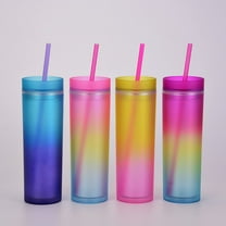 sweet grain Skinny Tumblers with Lids and Straws, 16oz 6 Pcs Matte Acrylic  Double Insulated Water Tumbler Bulk, Reusable Double Walled Acrylic Colored