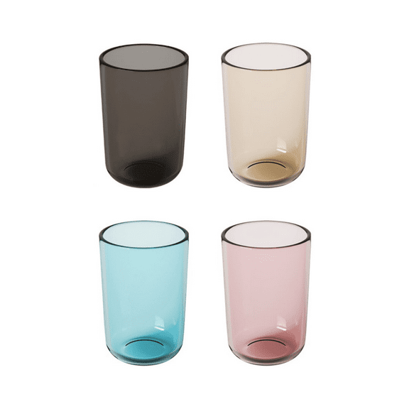 Trianu 4 Pcs Plastic Tumblers 10 oz Plastic Drinking Glasses, Clear Reusable Plastic Cups, Stackable, BPA-Free, Dishwasher-Safe, 4 Colors