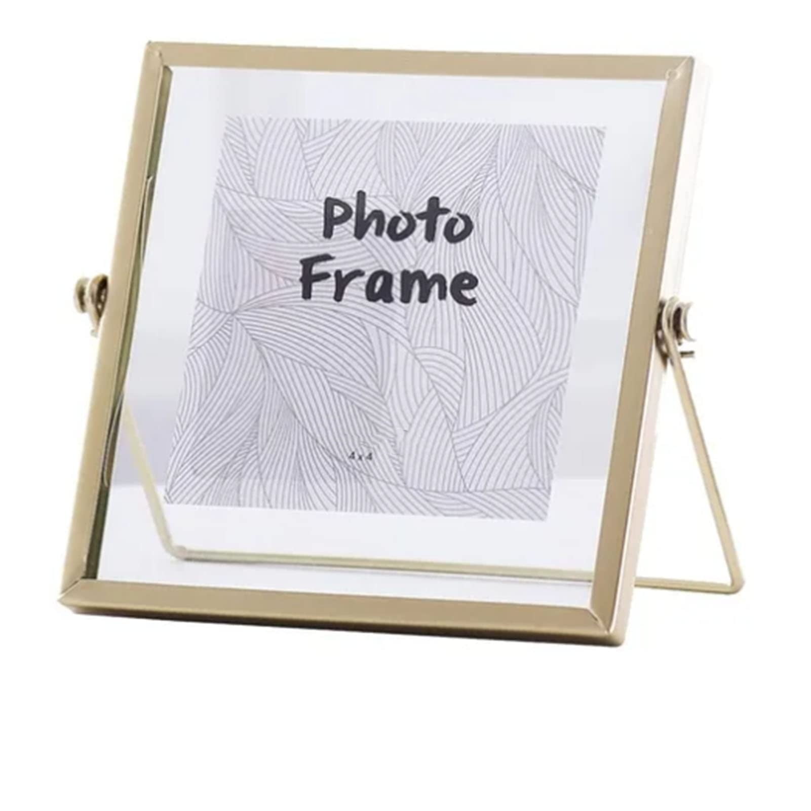 Trianu 4 x 4 inch Metal Floating Pressed Glass Picture Frame Square