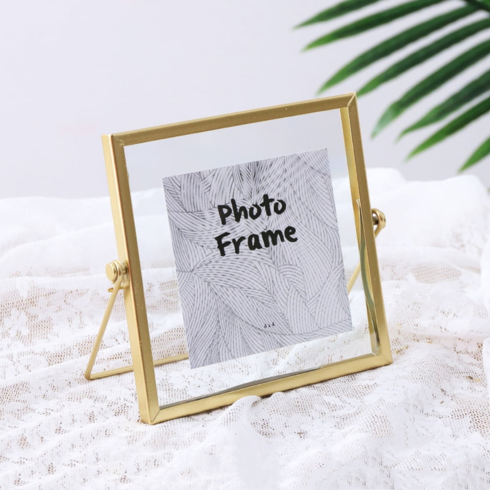 Trianu 4 x 4 inch Floating Photo Frame Antique Gold Geometric Picture
