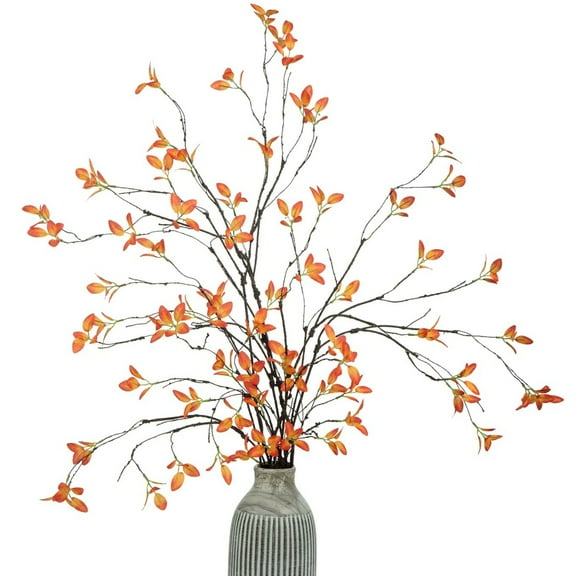 Trianu 4Pcs Fall Greenery Stems, 35in Fake Fall Stems Plants Artificial Fall Leaves Stems Branches for Vase Filler Decoration Office Desk Home Thanksgiving Table Centerpieces Decor