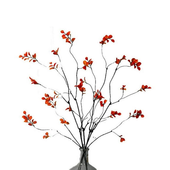 Trianu 4Pcs Fall Stems Artificial Ficus Branches, 35inch/90cm Faux Eucalyptus Stems Fall Decor, Fake Leaves Fall Decorations for Home, Autumn Table Decor Vase Filler Centerpieces