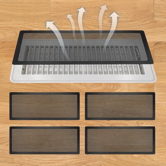 Trianu 4Pcs Floor Vent Covers 5.5 x 12 inch Floor Register Trap, Rectangle Magnetic Vent Covers for Floor, Wall, Ceiling Air Vent Filters (Black)