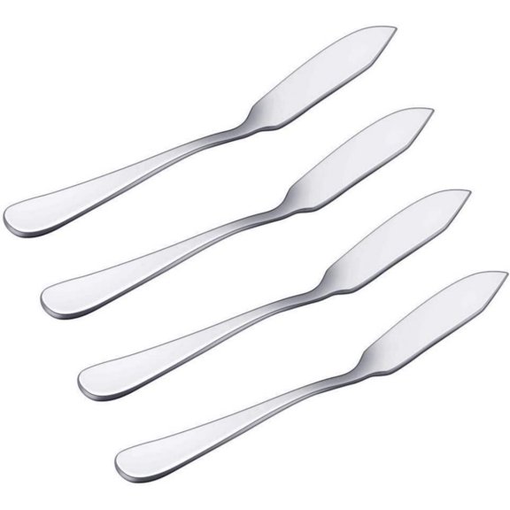 Trianu 4Pcs Stainless Steel Butter Knife, Butter Spreader, Breakfast Spreads for Cheese and Condiments, Silver