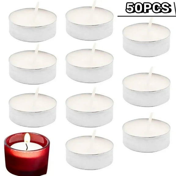 Trianu 50 Pcs Mini Tea Light Candles Tea Candles Tiny Tea Lights White Unscented Mini Travel Candles 2 Hours Tea Lights Candle Bulk Shabbat Tea Candles for Travel, Home