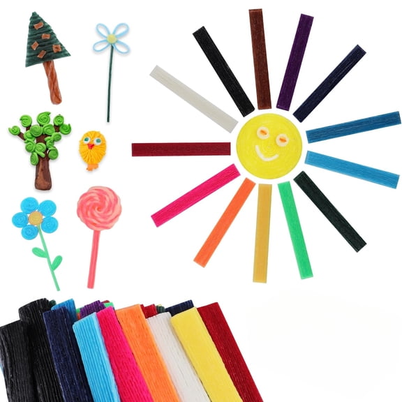 Trianu 520Pcs Craft Sticks Art Crafts Wax Yarn Sticks for Kids, Bendable Art & Sticky Craft Sticks in 13 Colors, DIY Wax Sticks for School Project Supplies,Travel Fun & Party Favors