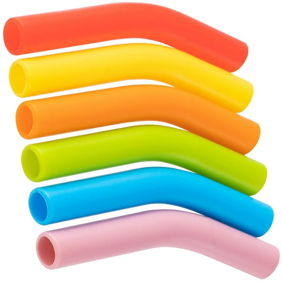 Trianu 6 Pcs Silicone Straw Tips, Food Grade Reusable Rubber Tips Only Fit for 5/16in Wide(8mm Outdiameter) Metal Straws, Multicolor