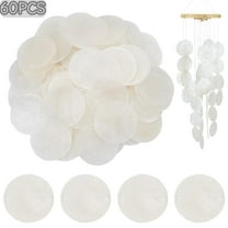 Trianu 60Pcs Round Capiz Shells, 2" White Natural Sea Shells with 2 Holes for Wind Chimes, DIY Crafts & Handmade, Curtains, Home Decor, Wedding and Beach Themed Projects