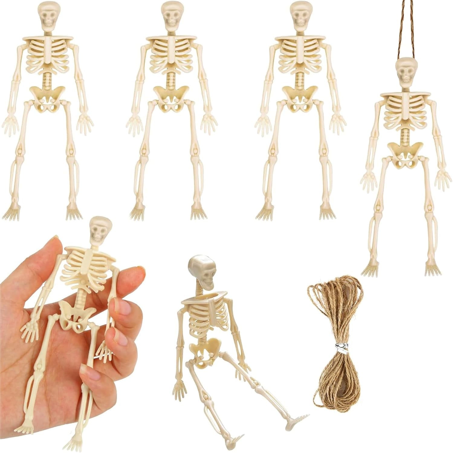 Trianu 6Pcs Hanging Skeleton Figurines, 6inch Posable Skeletons with ...