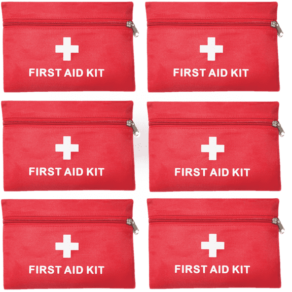 Trianu 6Pcs Red First Aid Bag, 7.87 x 5.5in Empty First Aid Kit Empty Waterproof First Aid Pouch Small Mini for First Aid Kits Pack Emergency Hiking Backpacking Camping Travel Car Cycling