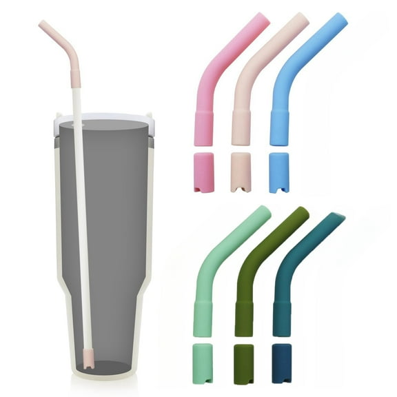 Trianu 6Pcs Silicone Straw Tips And Pedestals, Including 6 Straw Tips 6 Bases Silicone Extender Tip for Straw Fit for 8-10mm Diameter Straws