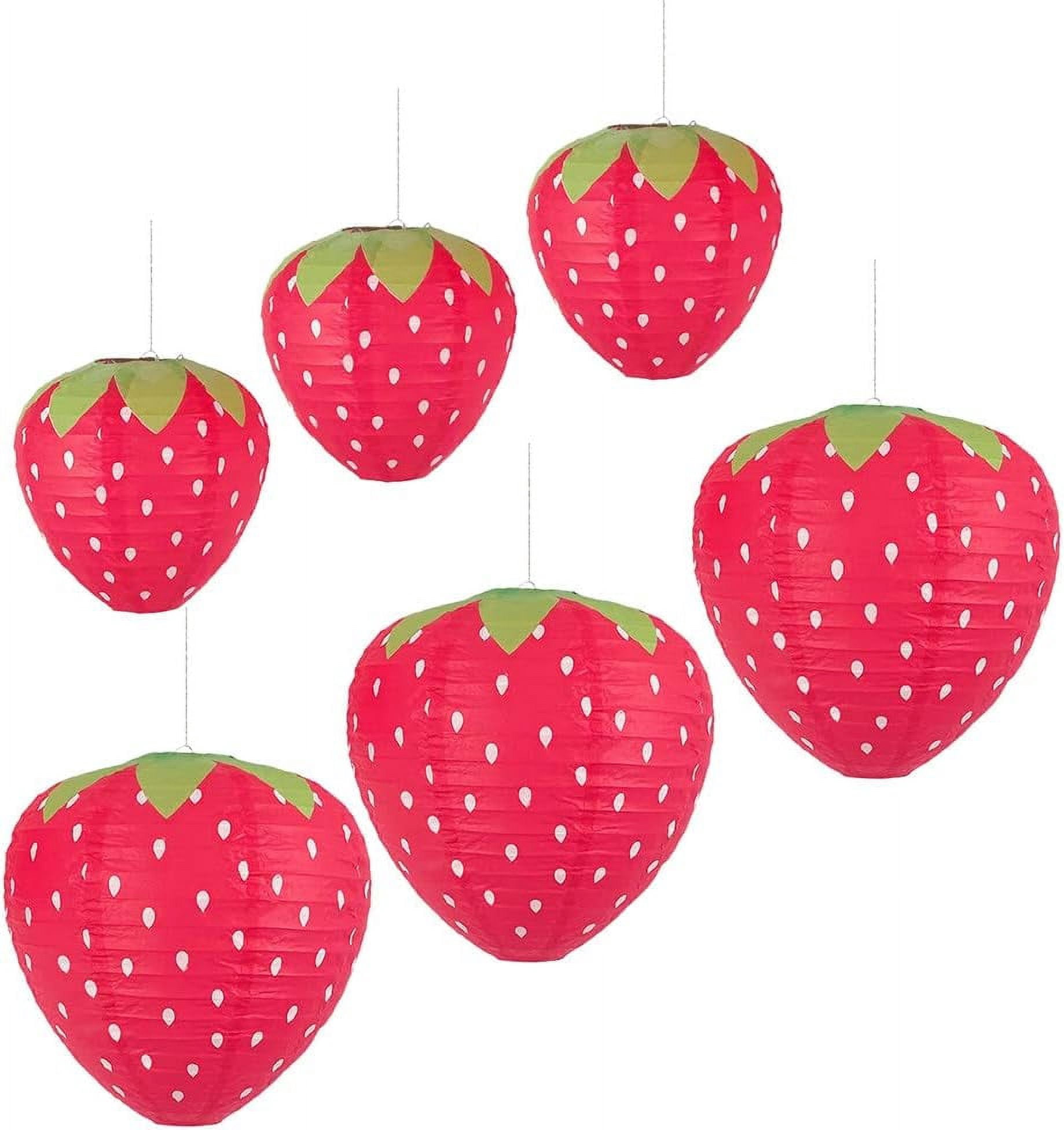 10 PCS Strawberry Paper Lanterns - Red & Pink Hanging Fruit Party Decorations