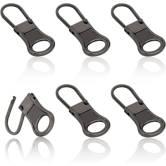 Trianu 6Pcs Zipper Pull Replacement, Detachable Zipper Pull Tabs for Luggage Clothing Jackets Backpacks Boots Purse Coat, Black