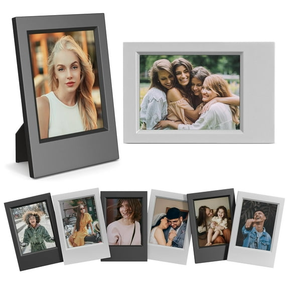 Trianu 8 Pieces Mini Photo Picture Frame Compatible with Fujifilm Instax Mini 12 11 9 8 70 7s 90 26 Instant Camera Film, 2 x 3 inch, Black+Grey