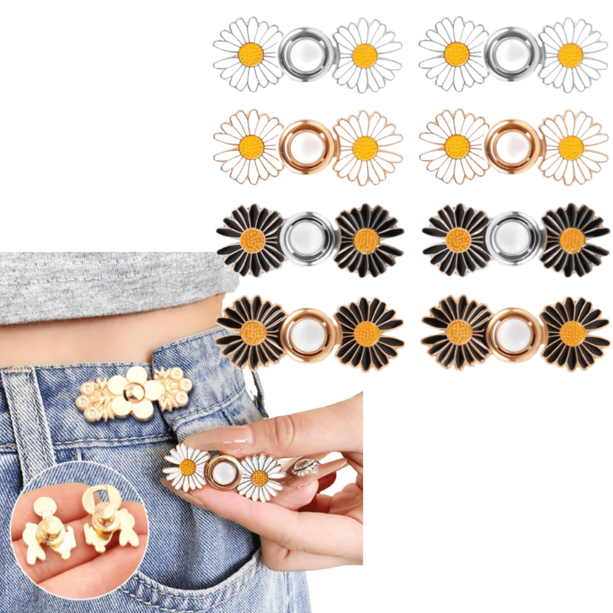 NOGIS 8 Pcs Bear Tighten Waist Button Pin, Adjustable Waist Buckle Extender, Pant Waist Tightener Bear, Fashion Detachable Jean Button Pin For Women Skirt Pant Jeans, Fashion Jean Buttons Pins